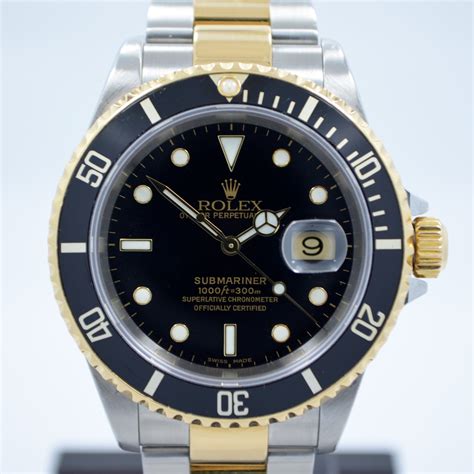 rolex 16613 gold aftermarket black insert|rolex submariner date 16613.